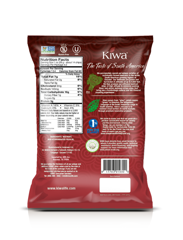 
                  
                    KIWA BEETROOT CHIPS PACK 4OZ x 12U
                  
                