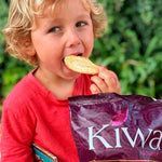 Kiwa Vegetable Mix chips with kid